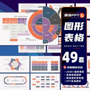 49套ppt表格模板思维导图柱状图形饼状图流程图组织架构数据分析课件-幼小初高学社