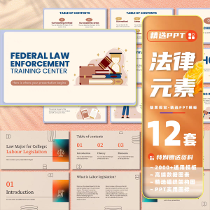12套 PPT模板法律法学律师司法援助普法教育讲座卡通简约国外课件素材-幼小初高学社