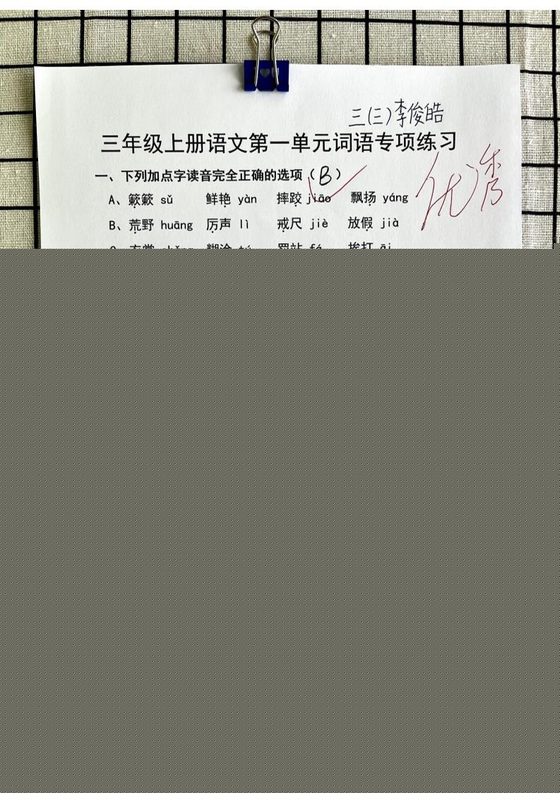 三年级上册语文第一单元词语专项答案-幼小初高学社