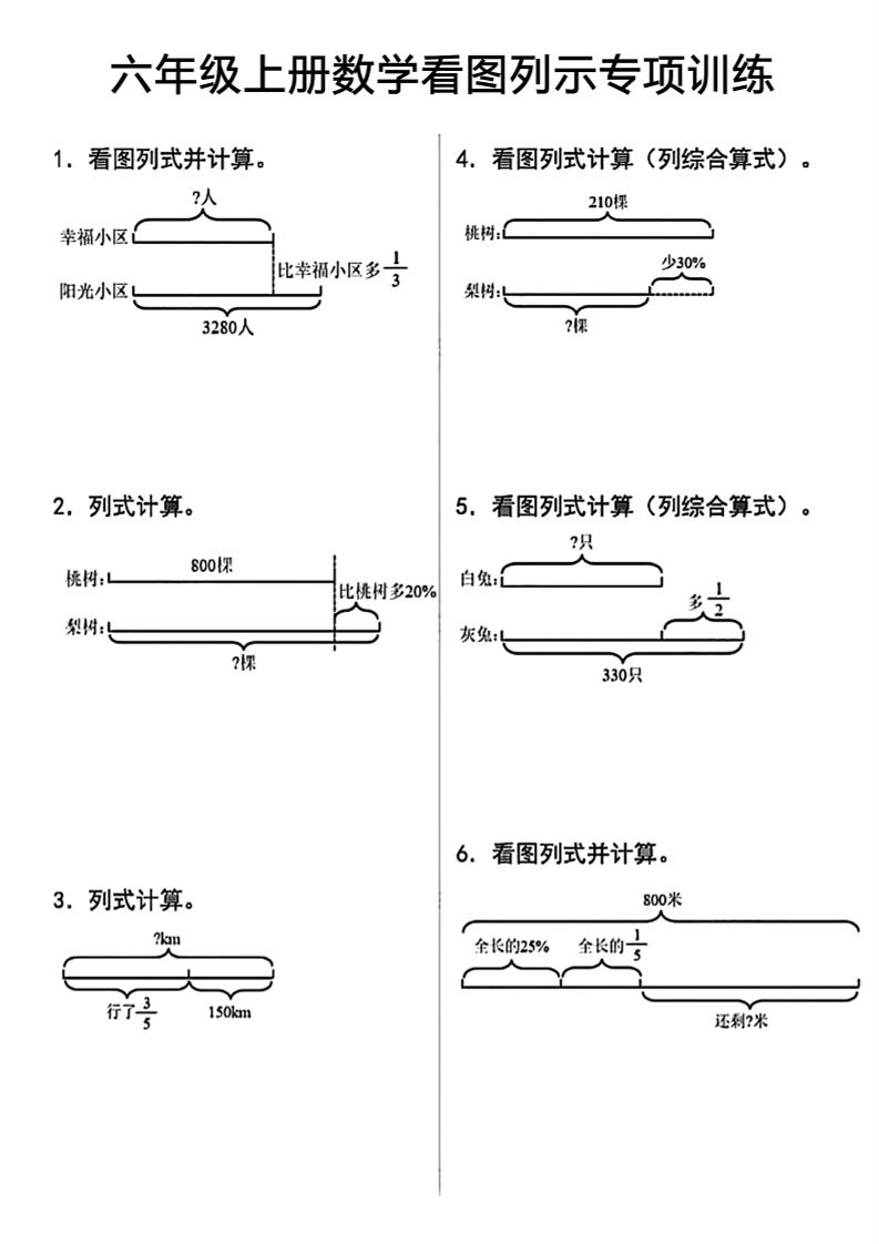 六上数学看图列式-幼小初高学社